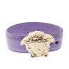 Versace Lilac Palazzo Medusa Gold Tone Leather Cuff Bracelet For Women