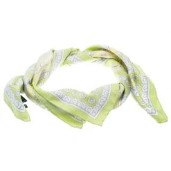Versace Lime Green Floral Baroque Printed Silk Square Scarf For Women