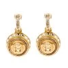Versace Medusa Crystal Studded Gold Tone Drop Earrings For Women