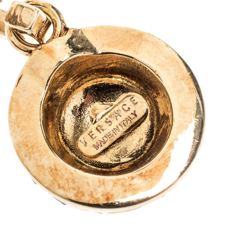 Versace Medusa Crystal Studded Gold Tone Drop Earrings For Women - Image 5