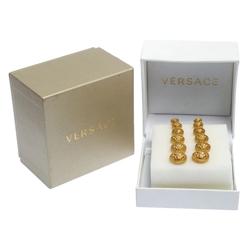 Versace Gold Plated Medusa Coin Drop Earrings For Women - Image 5