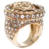 Versace Gold Tone And Crystal Studded Medusa Ring Size 54 For Women