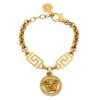 Versace Gold Tone Crystal Medusa Medallion Greca Chain Bracelet For Women