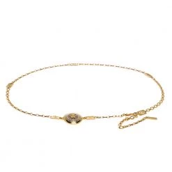 Versace Yellow Gold Tone Medusa Charm Chain Link Belt For Women