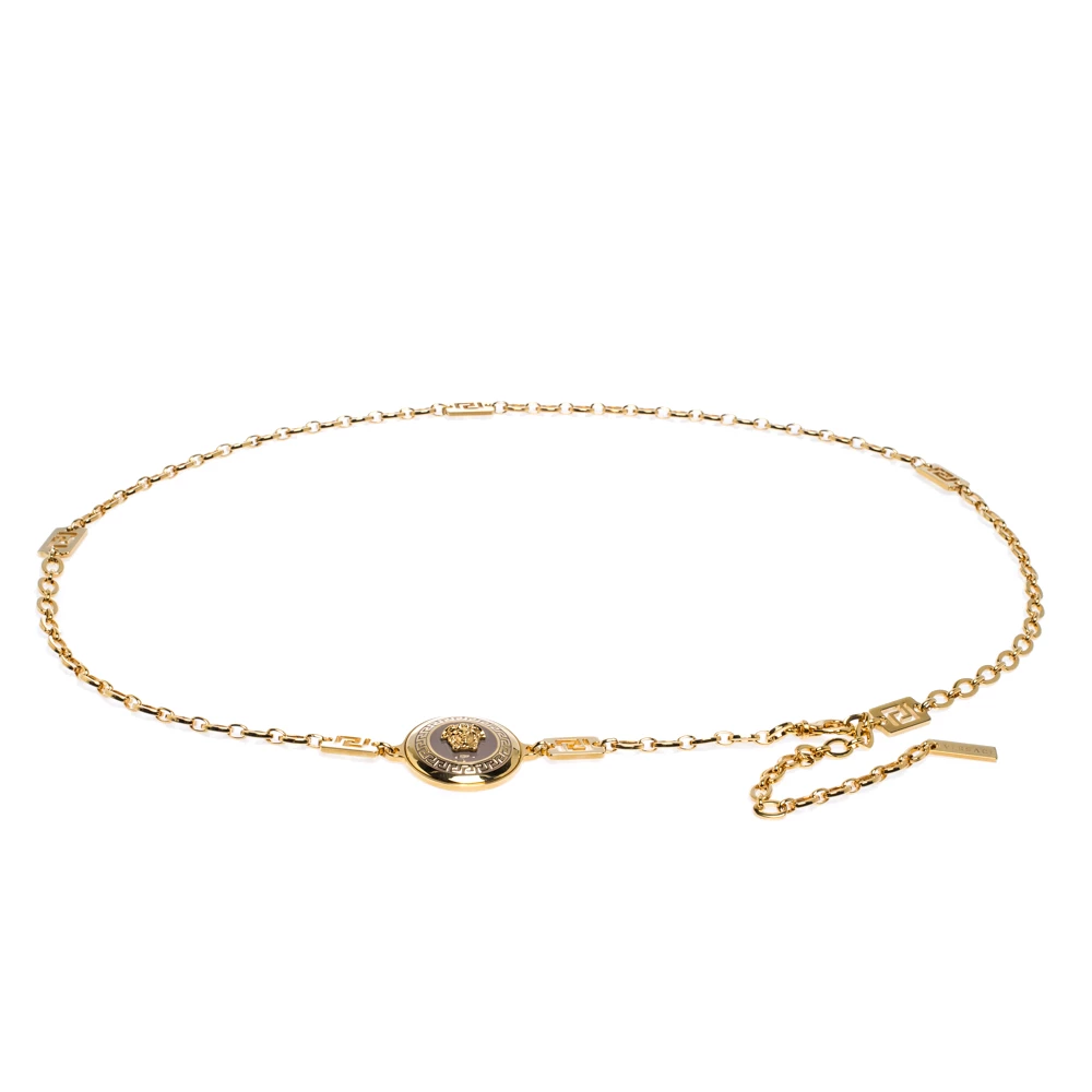 Versace Yellow Gold Tone Medusa Charm Chain Link Belt For Women