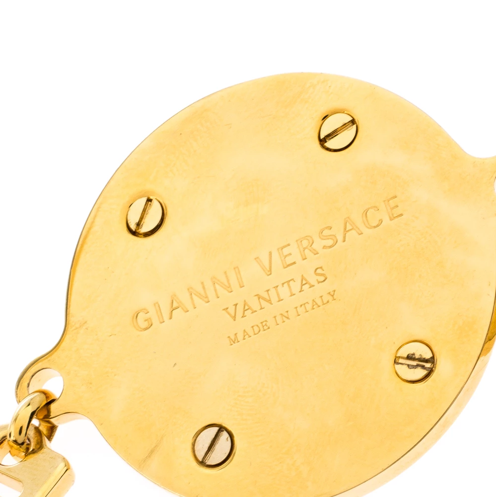 Versace Yellow Gold Tone Medusa Charm Chain Link Belt For Women - Image 6