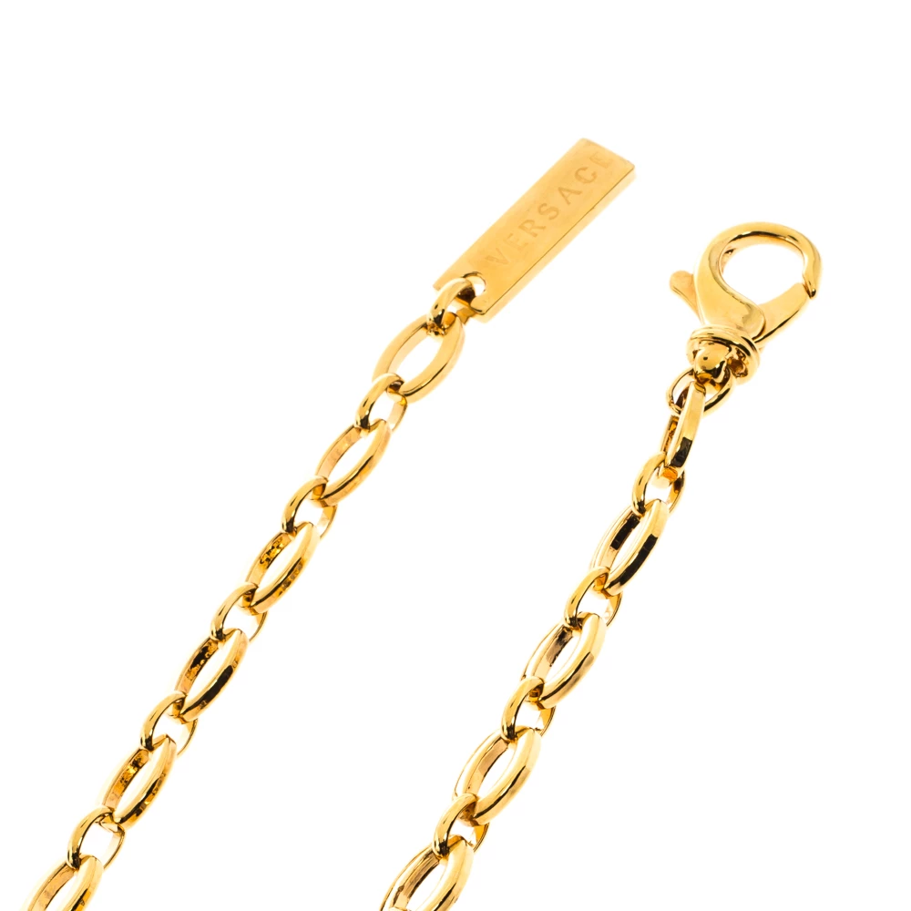 Versace Yellow Gold Tone Medusa Charm Chain Link Belt For Women - Image 5