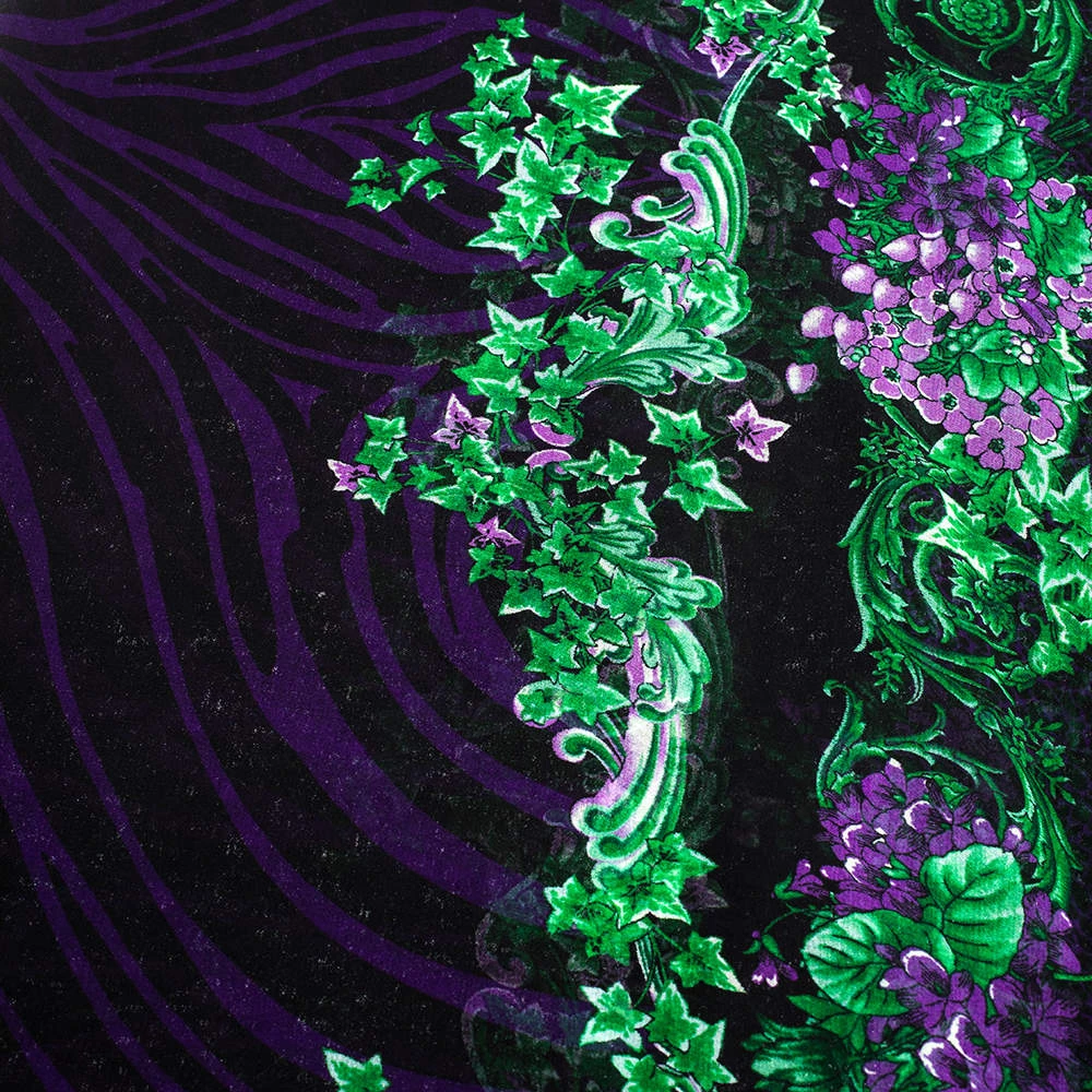 Versace Black & Purple Floral Print Silk Stole For Women - Image 2