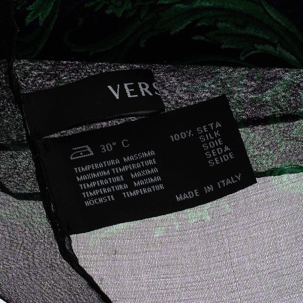 Versace Black & Purple Floral Print Silk Stole For Women - Image 5