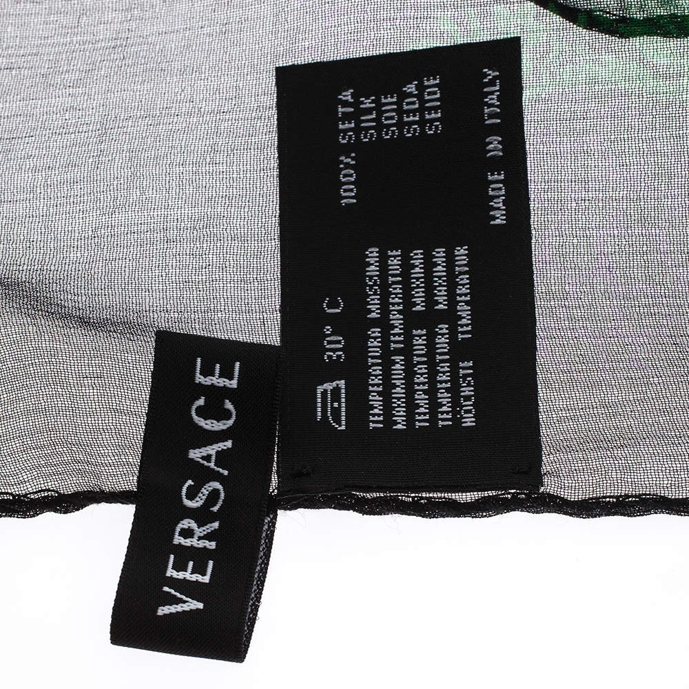 Versace Black & Purple Floral Print Silk Stole For Women - Image 6