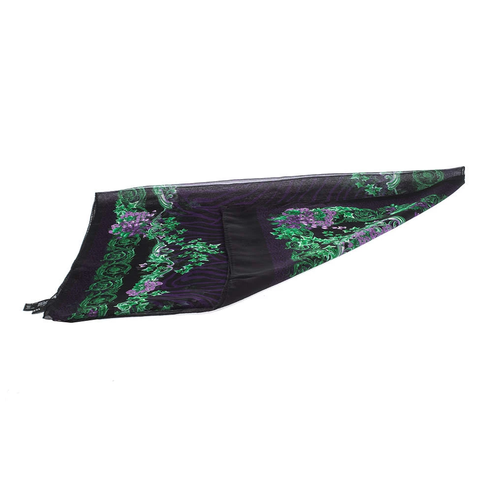 Versace Black & Purple Floral Print Silk Stole For Women - Image 4