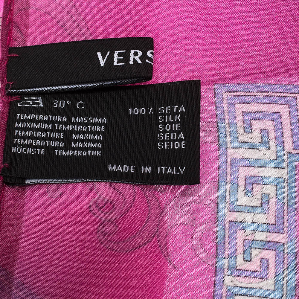 Versace Fuschia Pink Printed Silk Stole For Women - Image 6