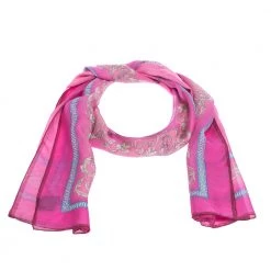 Versace Fuschia Pink Printed Silk Stole For Women