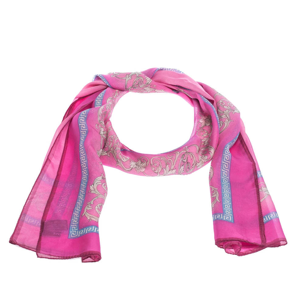 Versace Fuschia Pink Printed Silk Stole For Women