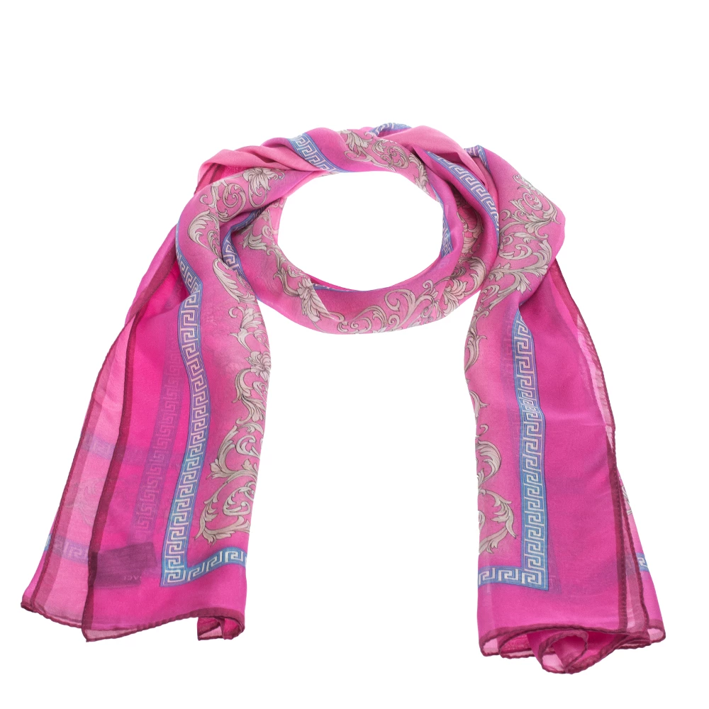 Versace Fuschia Pink Printed Silk Stole For Women - Image 3