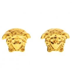 Versace Medusa Gold Tone Stud Earrings For Women