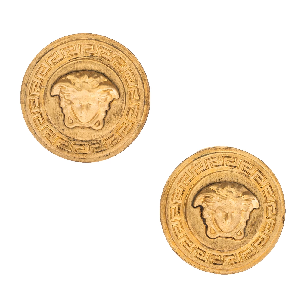 Versace Medusa Gold Tone Round Clip-on Stud Earrings For Women - Image 3