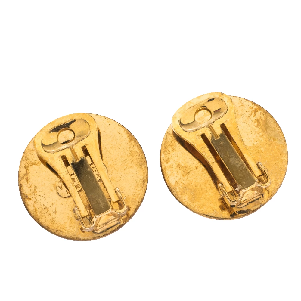 Versace Medusa Gold Tone Round Clip-on Stud Earrings For Women - Image 4