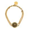 Versace Medusa Enamel Gold Tone Round Charm Chain Bracelet For Women