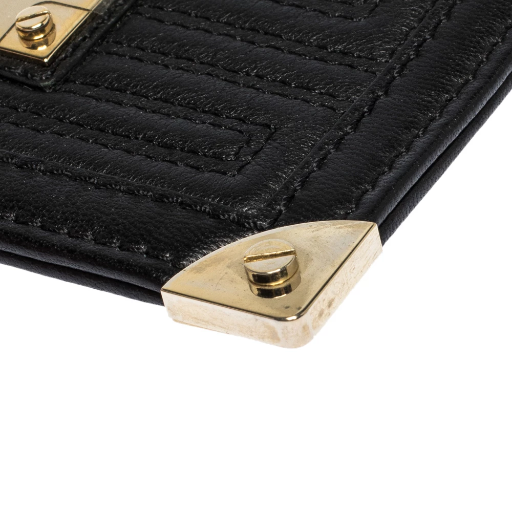 Versace Black Quilted Leather Coin Purse And Key Charm For Women - Image 9