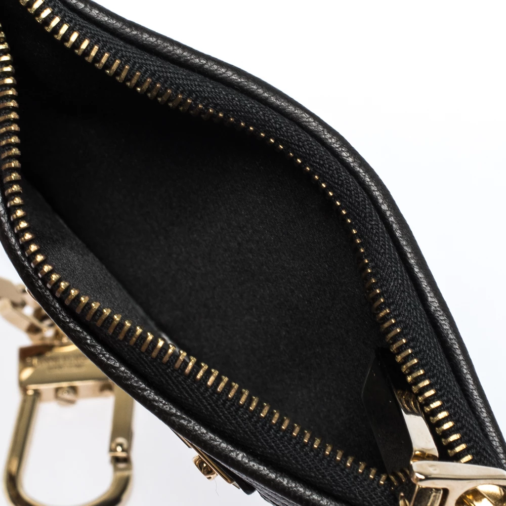 Versace Black Quilted Leather Coin Purse And Key Charm For Women - Image 2