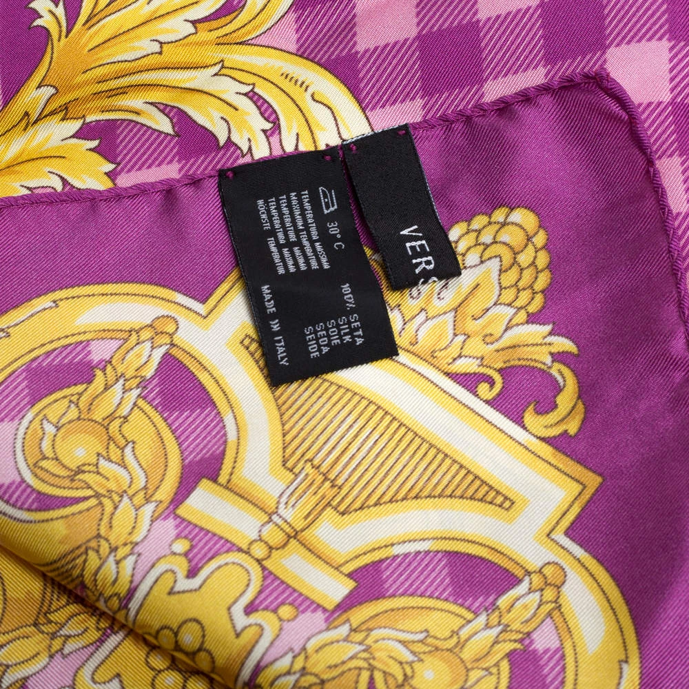 Versace Orchid Pink Medusa Print Silk Scarf For Women - Image 5
