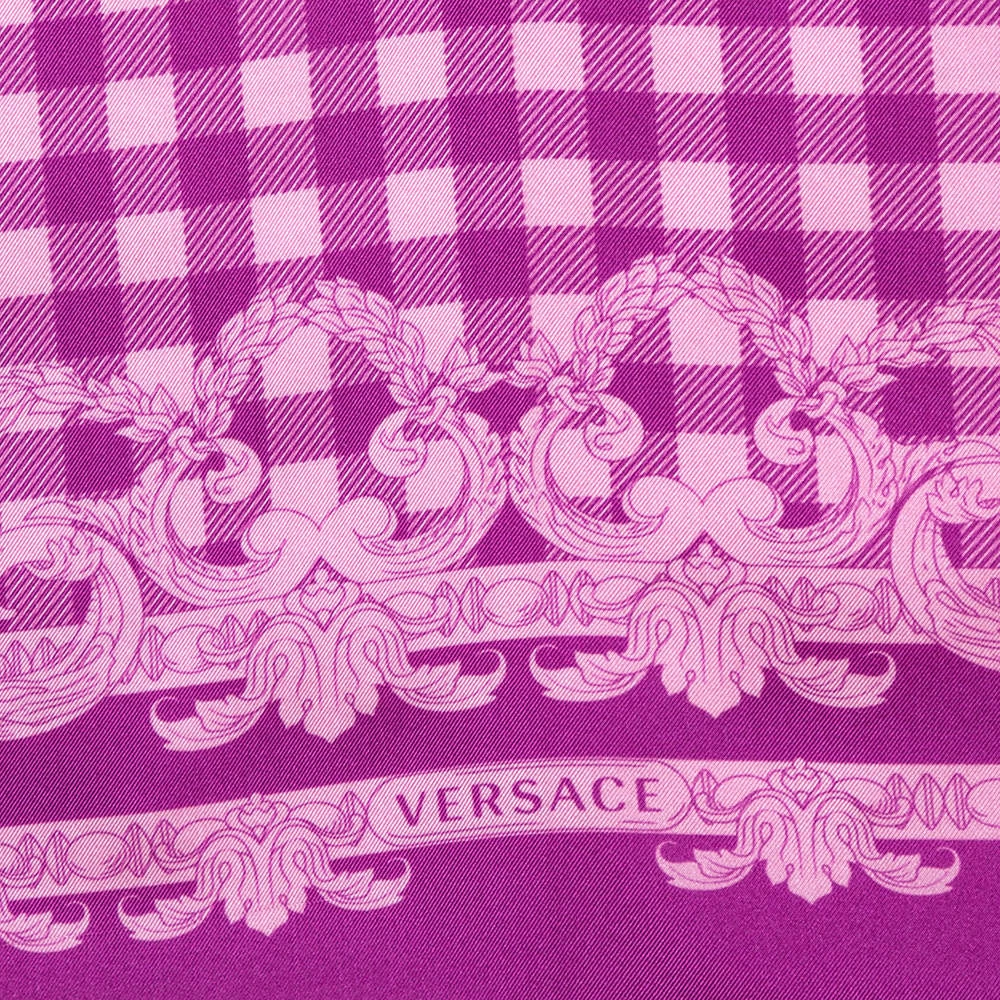 Versace Orchid Pink Medusa Print Silk Scarf For Women - Image 4