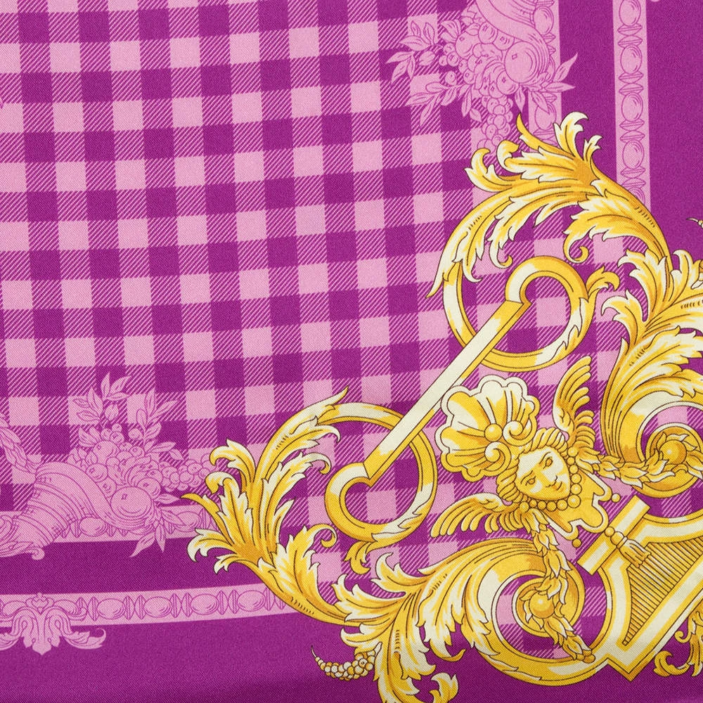 Versace Orchid Pink Medusa Print Silk Scarf For Women - Image 3