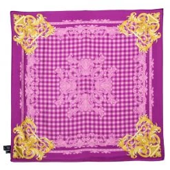 Versace Orchid Pink Medusa Print Silk Scarf For Women