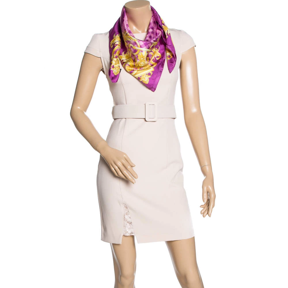 Versace Orchid Pink Medusa Print Silk Scarf For Women - Image 2