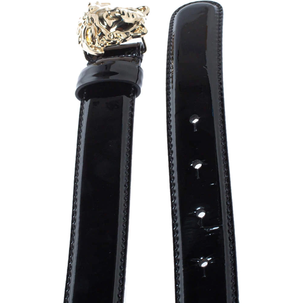 Versace Black Patent Leather Medusa Buckle Belt 95CM For Women - Image 4