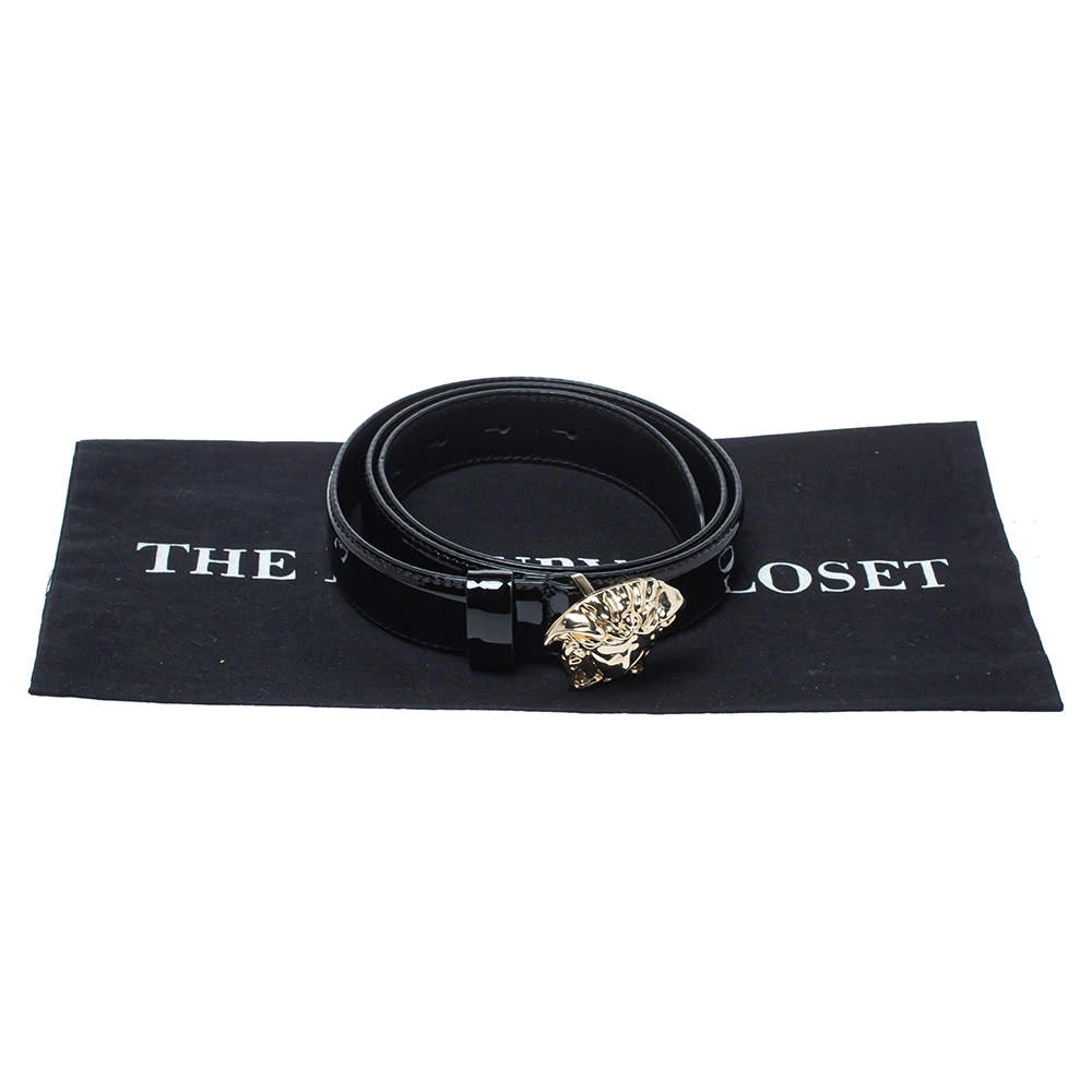Versace Black Patent Leather Medusa Buckle Belt 95CM For Women - Image 7