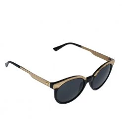 Versace Black & Gold/ Grey MOD 4330 Round Sunglasses For Women