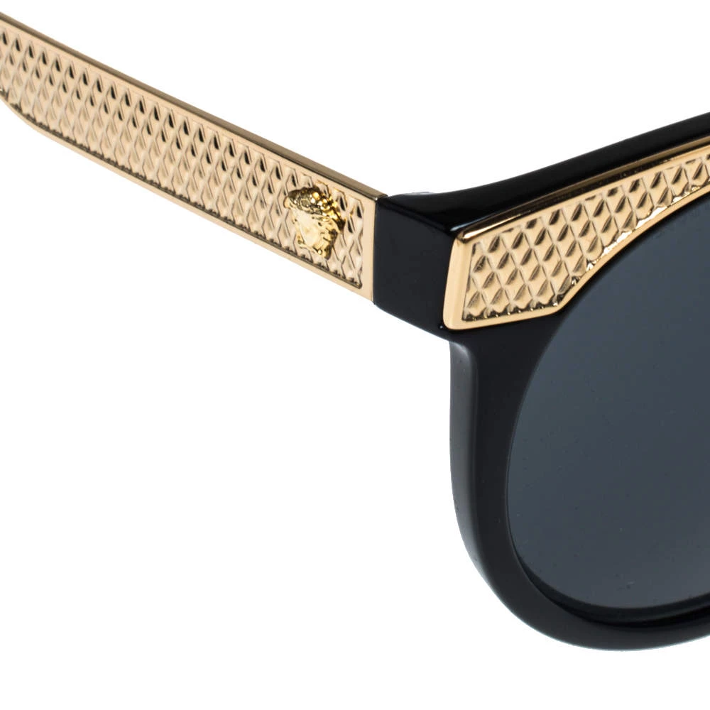 Versace Black & Gold/ Grey MOD 4330 Round Sunglasses For Women - Image 4
