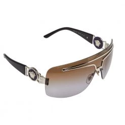 Versace Silver Tone/ Bicolor Gradient 2132 Shield Sunglasses For Women