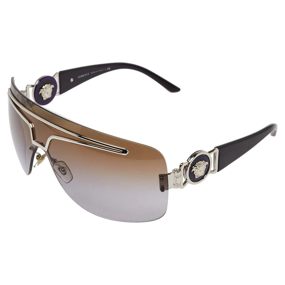 Versace Silver Tone/ Bicolor Gradient 2132 Shield Sunglasses For Women - Image 3