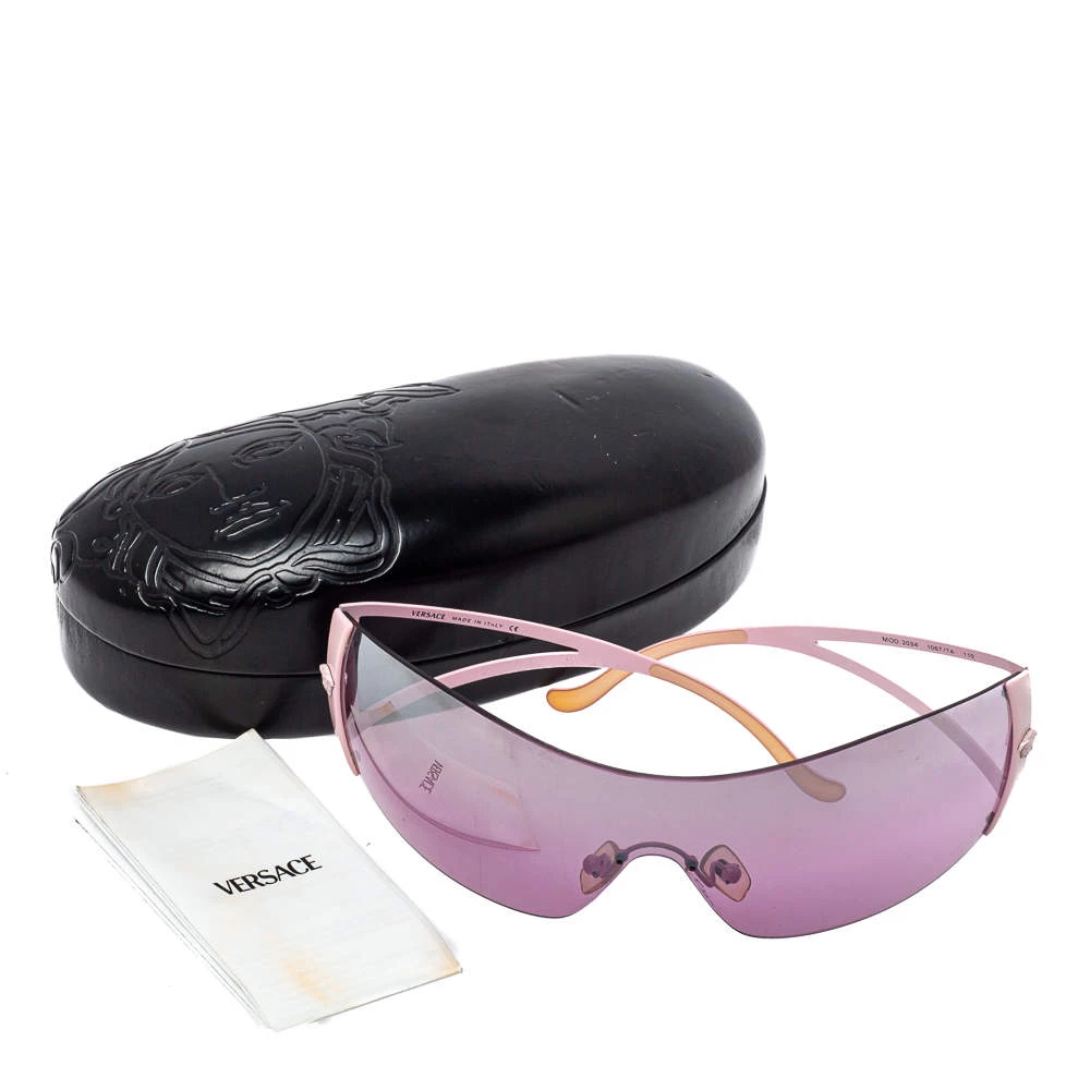 Versace Pink Tone/Dark Pink Gradient 2034 Medusa Shield Sunglasses For Women - Image 7