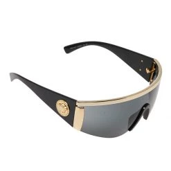 Versace Gold Tone/Grey 2197 Medusa Shield Sunglasses For Women