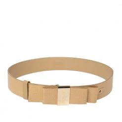 Versace Beige Leather Bow Detail Belt 85CM For Women