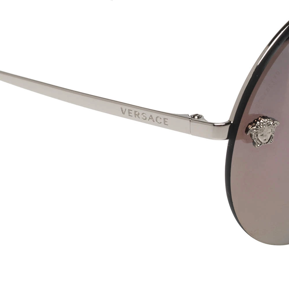 Versace Silver/Purple Meatal MOD 2176 Medusa Rimless Round Sunglasses For Women - Image 4