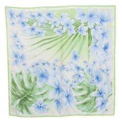 Versace Light Green Floral Print Silk Scarf For Women