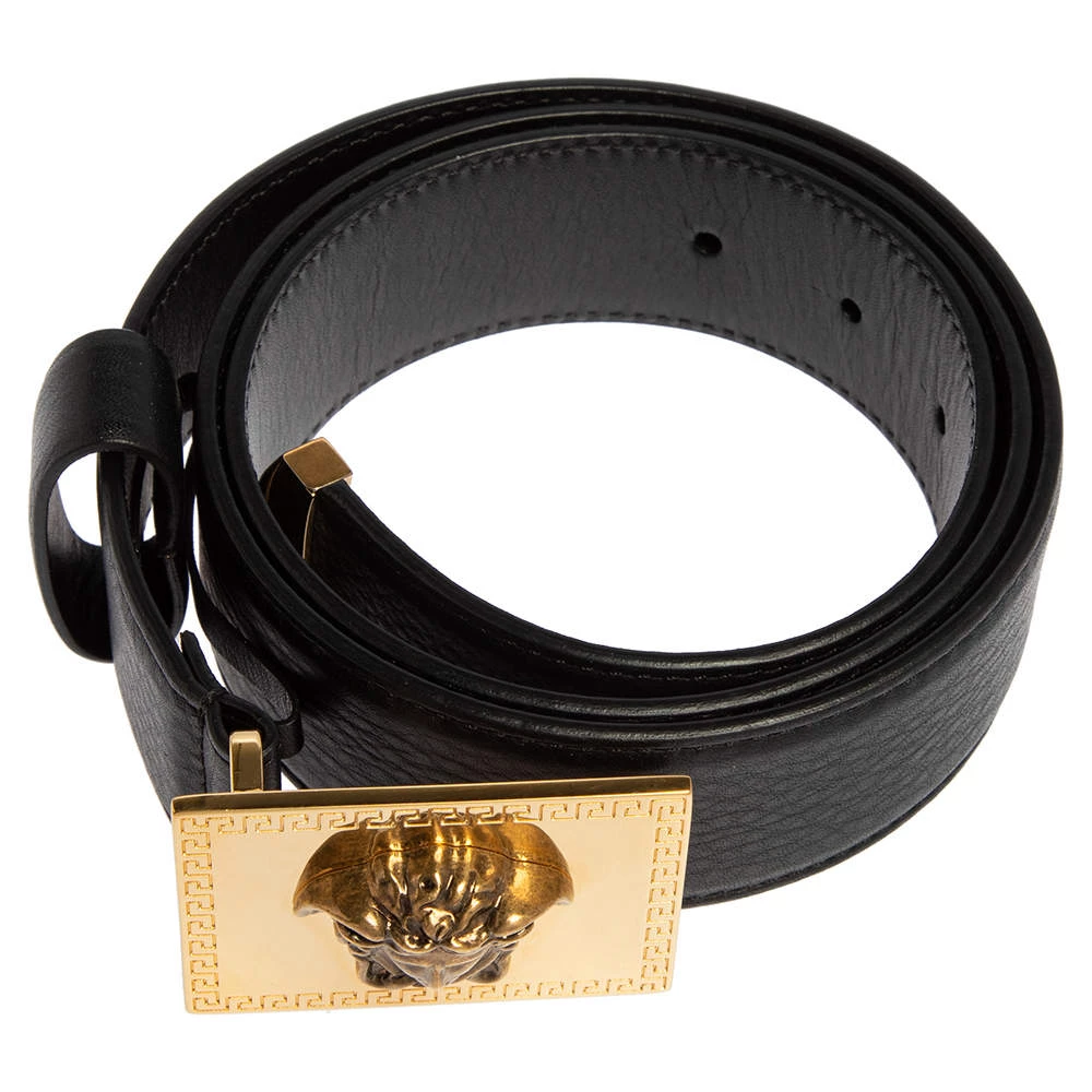 Versace Black Leather Medusa Square Buckle Belt 95CM For Women - Image 3