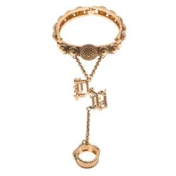 Versace Gold-Plated Chain Linked Ring And Bangle 19CM Size 54 For Women