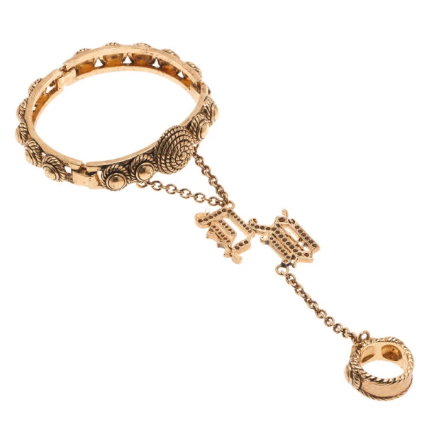Versace Gold-Plated Chain Linked Ring And Bangle 19CM Size 54 For Women - Image 2