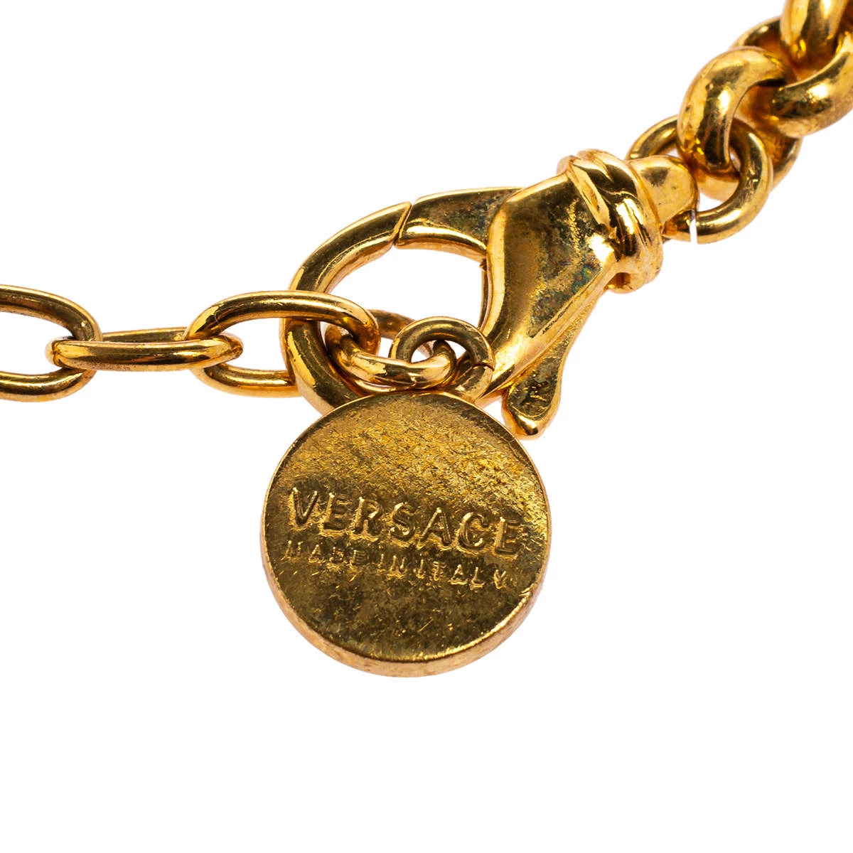 Versace Crystal Gold Tone Charm Bracelet For Women - Image 7