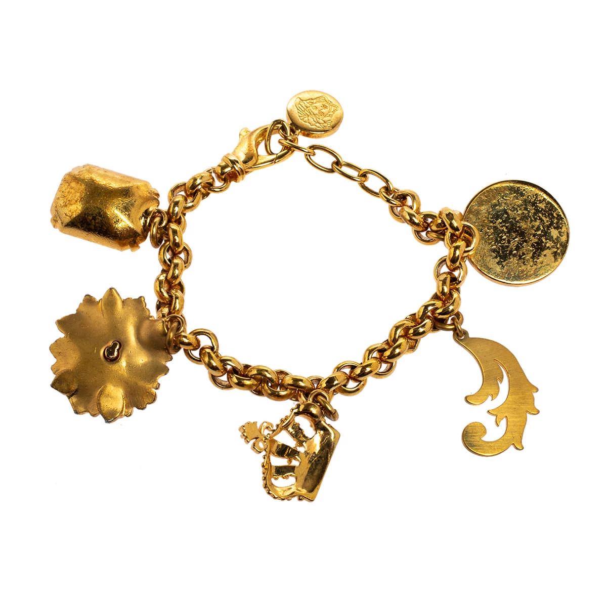 Versace Crystal Gold Tone Charm Bracelet For Women - Image 6
