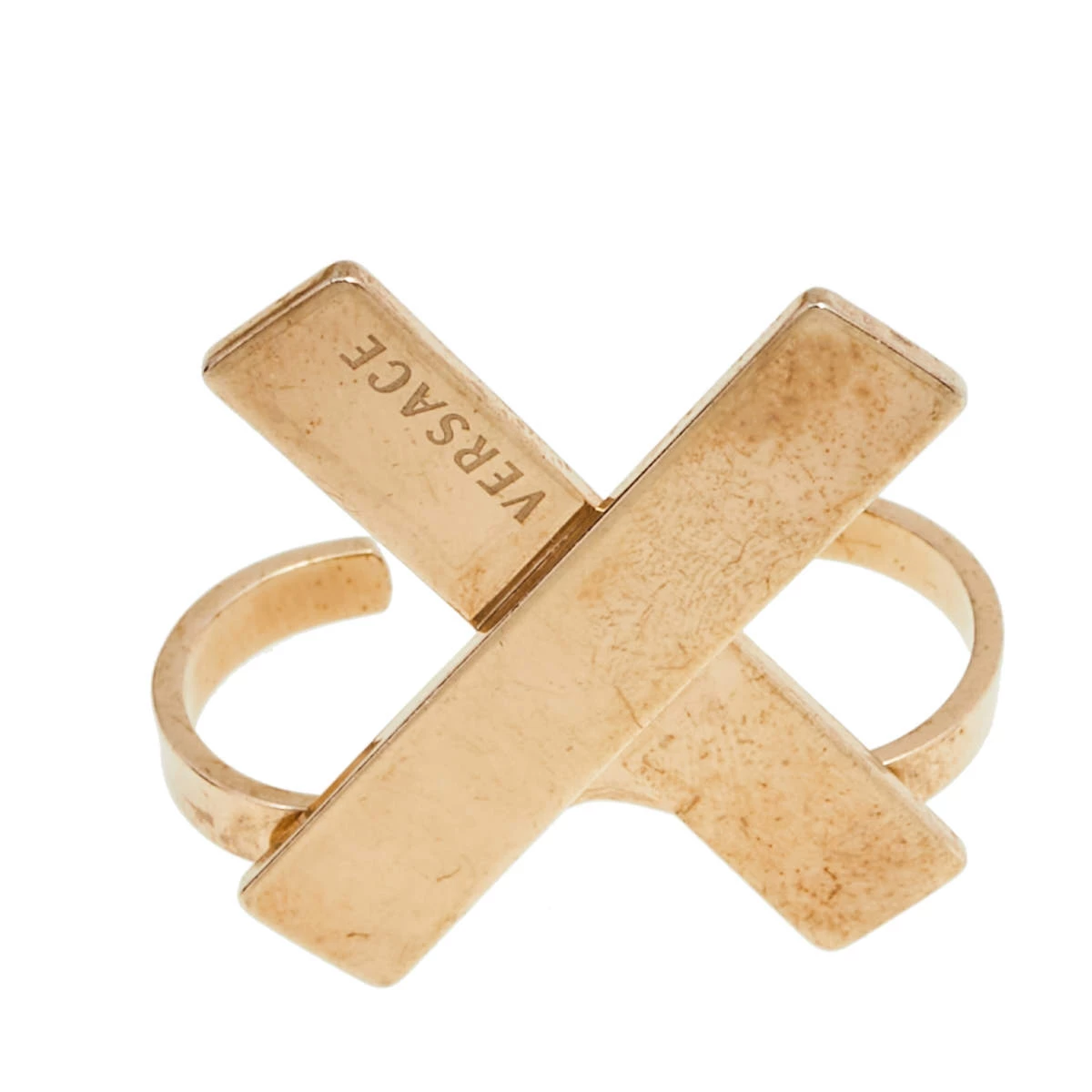 Versace Gold Tone X Two Finger Ring For Women - Image 5