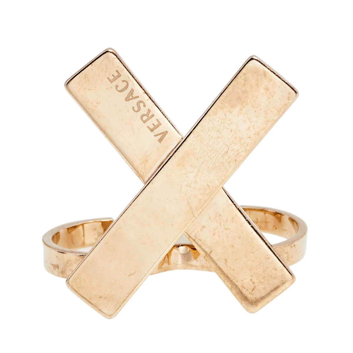 Versace Gold Tone X Two Finger Ring For Women - Image 2