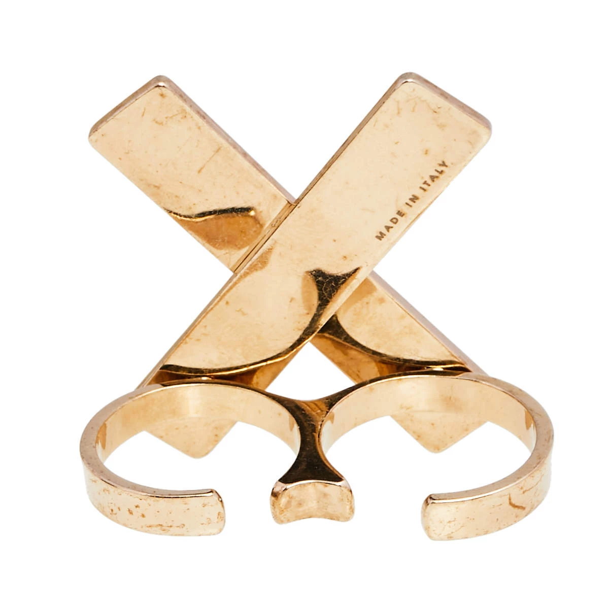 Versace Gold Tone X Two Finger Ring For Women - Image 6