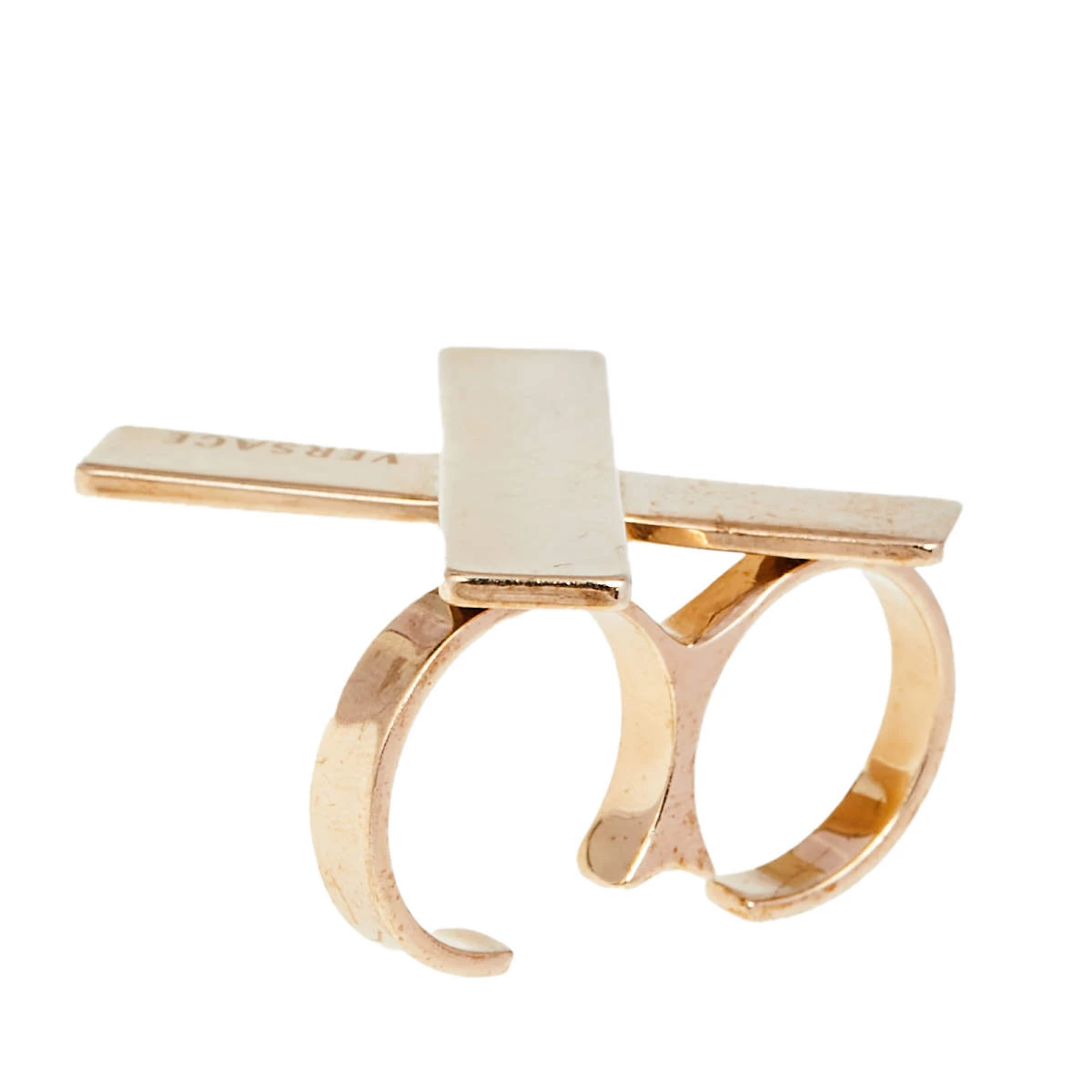 Versace Gold Tone X Two Finger Ring For Women